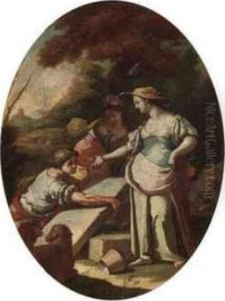 Erminia And The Shepherds Oil Painting by Salvatore Mollo