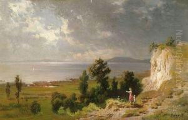 Balaton-parti Reszlet Oil Painting by Jozsef Molnar