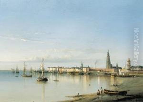 A View Of Antwerp Oil Painting by Florent Mols