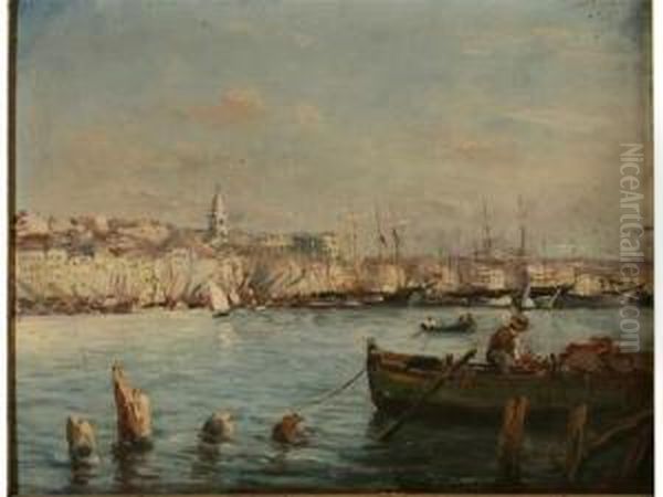 Vue D Un Port Mediterraneen Oil Painting by Robert Mols