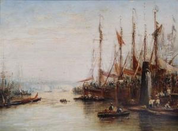 Early Morning Tide On The Thames Oil Painting by Francis Maltino