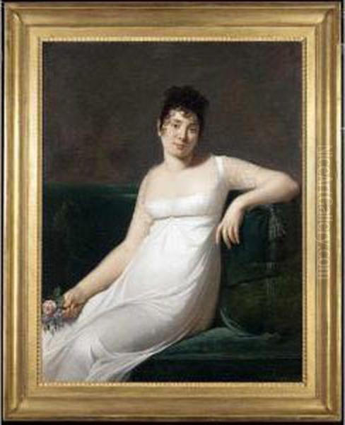 Portrait Of A Lady, Said To Be Countess Sala Oil Painting by Jacques Francois Momal