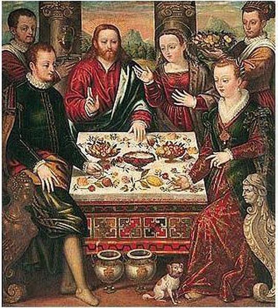 The Wedding Feast At Cana Oil Painting by Luca Mombello