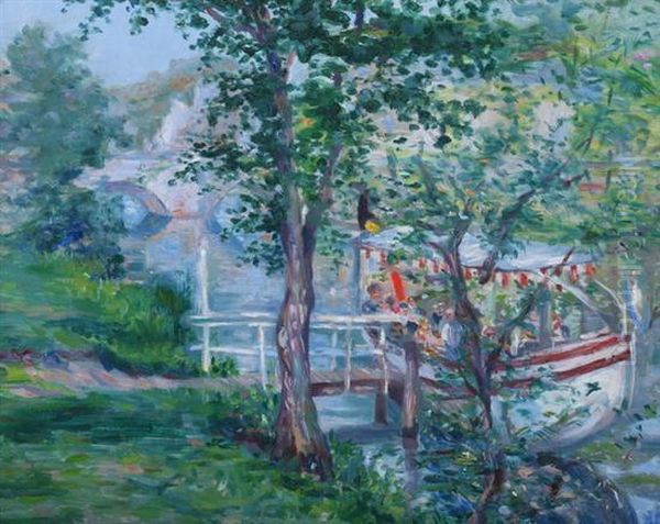 River Boat Outing Oil Painting by Marguerite Mommen Ithier