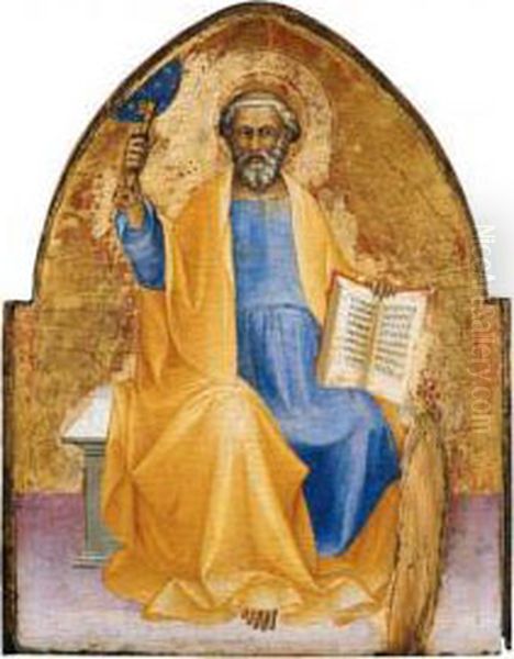 Saint Peter Seated On A Bench, Holding A Book And Key Oil Painting by Lorenzo Monaco