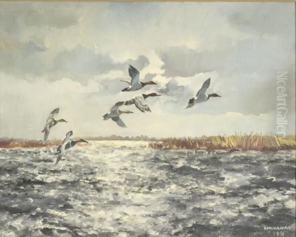 Canvasbacks Oil Painting by Hugh Monahan