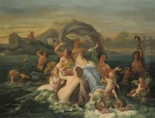 The Triumph Of Amphitrite Oil Painting by Jean-Jacques Francois Monanteuil