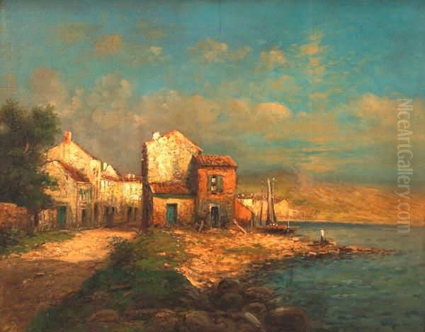 Coastal Village Oil Painting by Pierre Monay