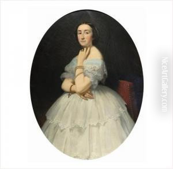 Jeune Femme En Robe De Bal Oil Painting by Jean Pierre Monceret