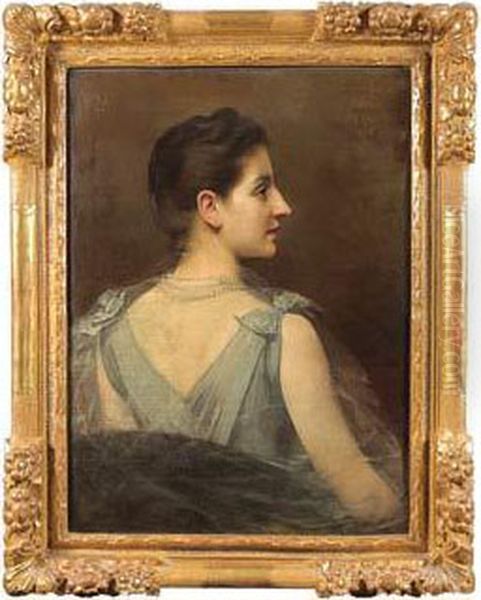 Portrait De Femme Vue De Profil Oil Painting by Alphonse Xavier Monchablon