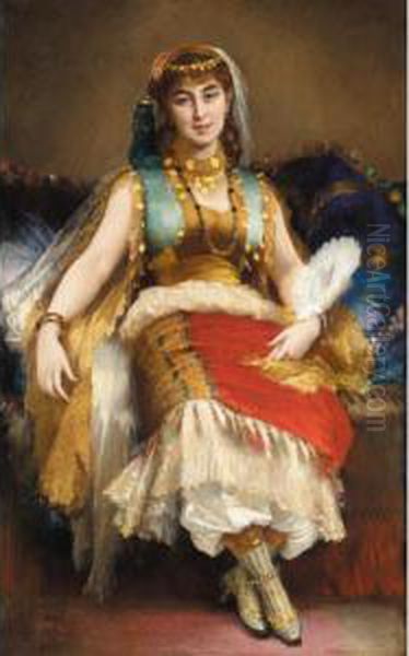 Odalisque Turque Oil Painting by Alphonse Xavier Monchablon