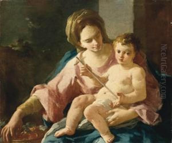 Madonna Col Bambino Oil Painting by Domenico Mondo