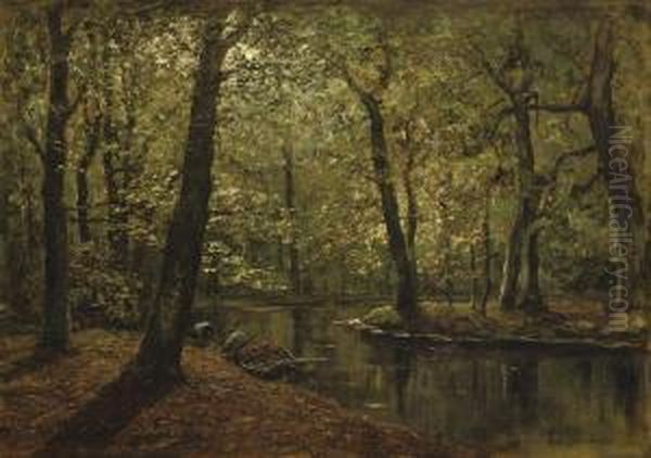 Boschvijver: A Forest In Autumn Oil Painting by Frits Mondriaan