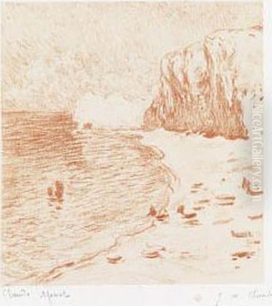 La Plage Et La Falaise D'amont Oil Painting by Claude Oscar Monet