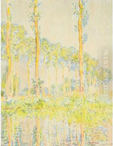 Les Peupliers Oil Painting by Claude Oscar Monet