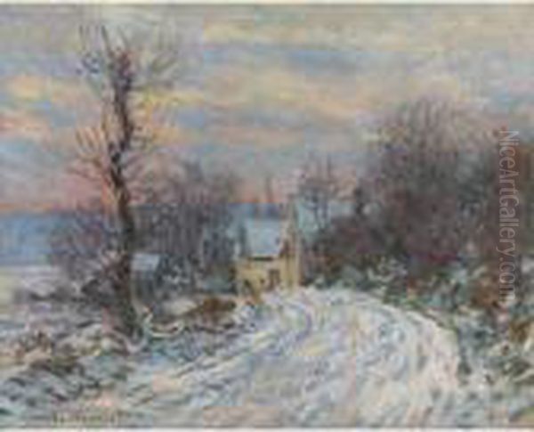 L'entree De Giverny En Hiver Oil Painting by Claude Oscar Monet