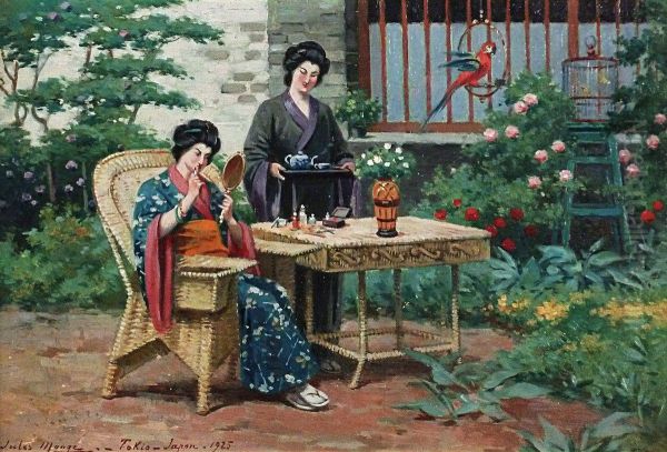 Dans Le Jardin A Tokyo Oil Painting by Jules Monge