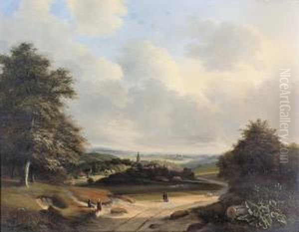 Sommerliche Landschaft. Oil Painting by Cornelis Marinus W. Mongers