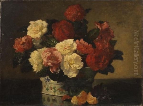 Bouquet De Pivoines Oil Painting by Charles Monginot