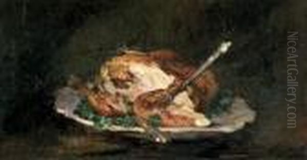 Nature Morte Au Plat De Viande Oil Painting by Charles Monginot