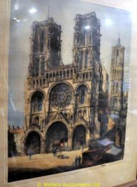 Rheims Cathedral Oil Painting by William Monk