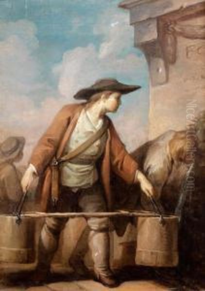 Le Porteur D'eau Oil Painting by Charles Monnet