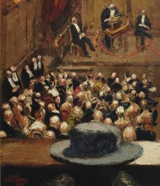 Lezing In Het Koloniaal Museum, Haarlem; Lecture Oil Painting by Martin Monnickendam