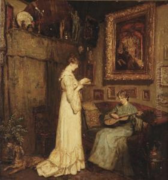 Het Duo; Two Women In An Interior Oil Painting by Martin Monnickendam