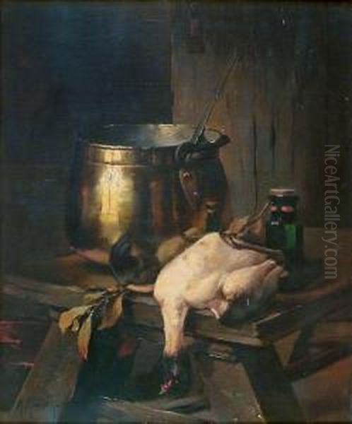 Naturemorte Aux Cuivres. Oil Painting by Maurice Louis Monnot