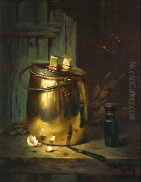 Nature Morte Au Pot De Cuivre Oil Painting by Maurice Louis Monnot