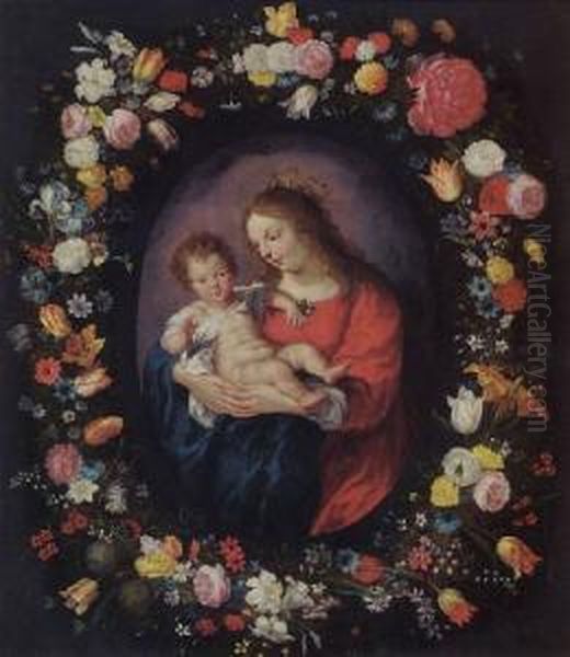 Madonna And Child Oil Painting by Monogramme: A.S.