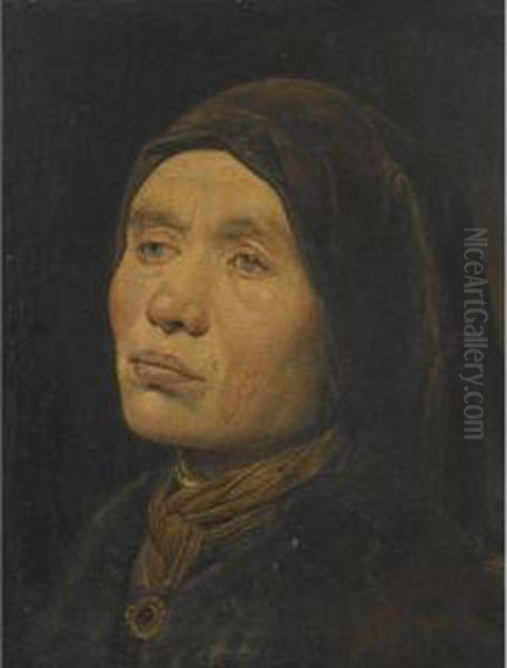 Portrait Of An Elderly Woman, Looking Left Oil Painting by Is Monogrammist