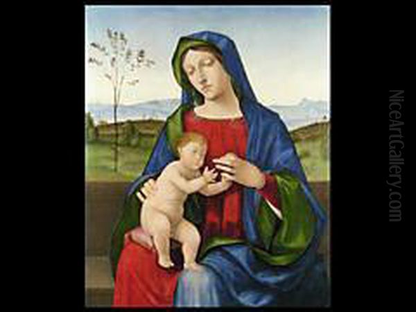 Madonna Mit Kind Vor Weiter Landschaft Oil Painting by Bartolomeo Montagna