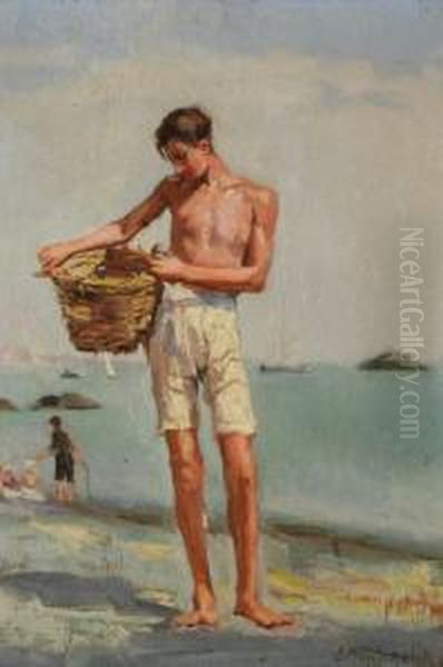 Il Pescatore Oil Painting by Evasio Montanella