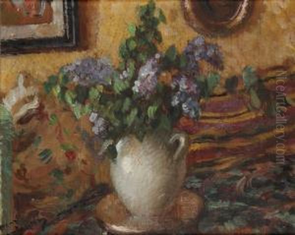 Nature Morte Aux Lilas Oil Painting by Henri Montassier