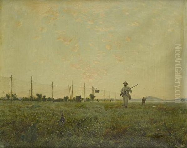 Scena Di Caccia Nella Campagna Oil Painting by Edoardo Monteforte