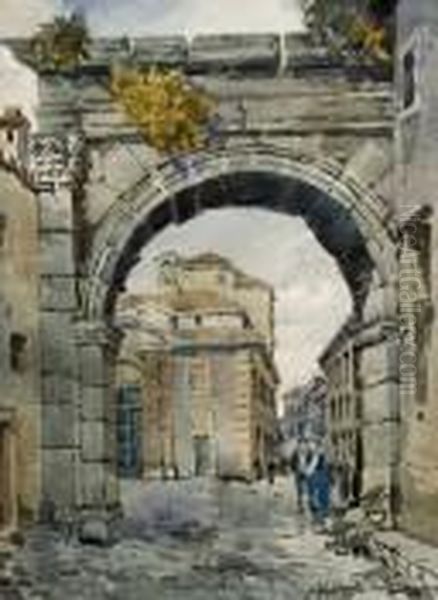 Puerta De Entrada A La Ciudad Oil Painting by C. Montegi