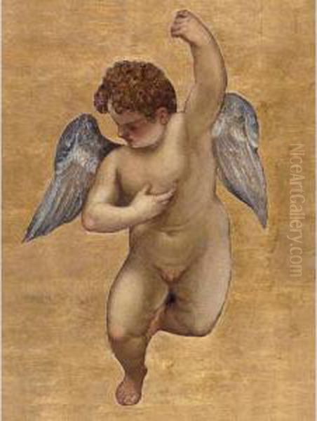 A Putto, A Fragment Oil Painting by Francesco Montemezzano