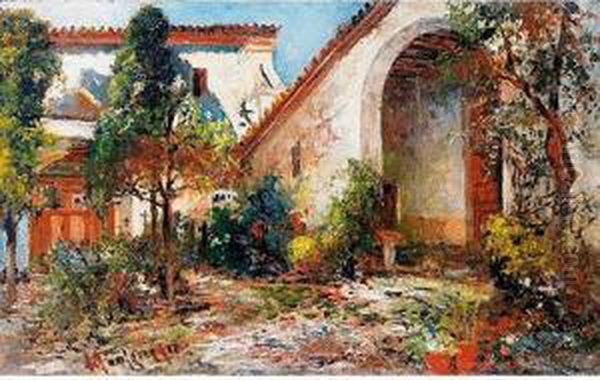 Cortijo Andaluz Oil Painting by Jose Montenegro Capell