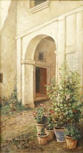 Patio Con Flores Oil Painting by Jose Montenegro Capell