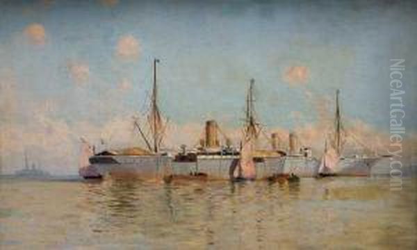 Puerto De Marsella - Francia Oil Painting by Jose Pedro Montero Bustamante