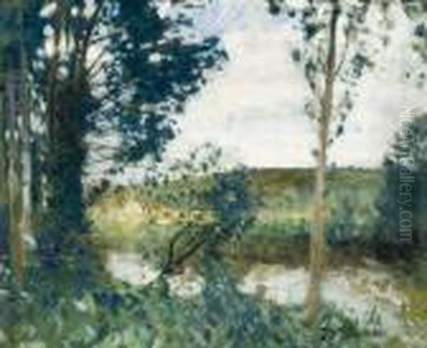 Paysage A La Riviere by Pierre Eugene Montezin