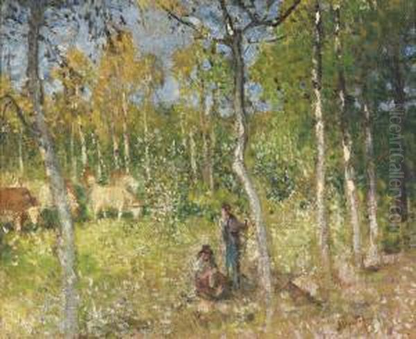 Scene De Campagne Oil Painting by Pierre Eugene Montezin