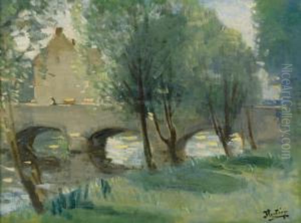 Le Pont Oil Painting by Pierre Eugene Montezin