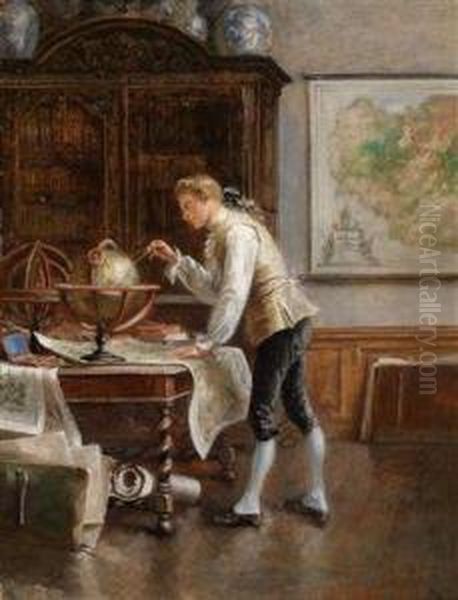 Der Kartograph Oil Painting by Adolphe Francois Montfallet