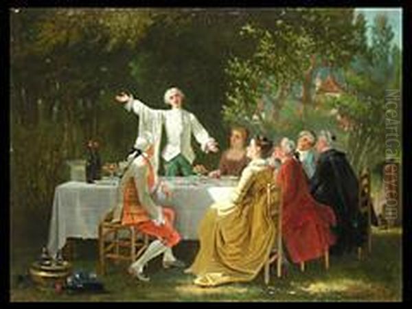 Das Gartenfest Oil Painting by Adolphe Francois Montfallet