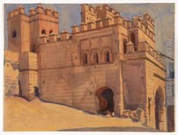 Casbah Au Maroc Oil Painting by Antoine Alphonse Montfort