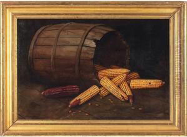 Barrel And Corn Oil Painting by Alfred Montgomery