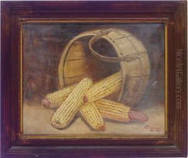 Cornstalks In A Basket Oil Painting by Alfred Montgomery