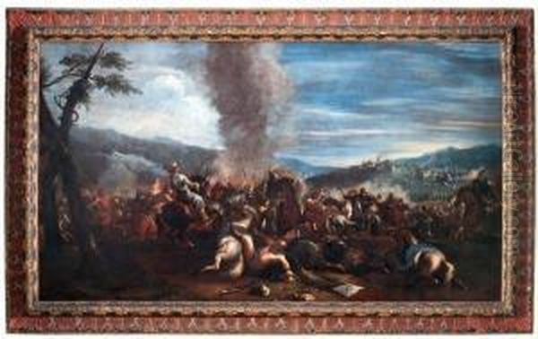 Battaglia Di Cavalleria Cristiana E Cavalleria Turca Oil Painting by Francesco Monti